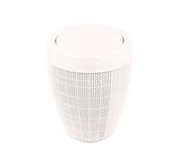 Addis Poubelle ronde en toile de jute synthétique avec couvercle basculant pour salle de bain, chambre à coucher, bureau à domicile, 5 litres, crème calicot