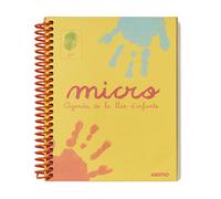 ADDITIO Agenda pour enfant de 0 à 3 ans avec micro jour par page, sans expiration, format 13,5 x 16,5 cm, catalan, papier spirale jaune
