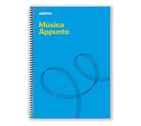 ADDITIO - Cahiers de musique APPUNTO | Adaptés à tous les âges et processus d'apprentissage | 12 portées de 9 mm | Pages quadrillées | 40 pages | A4 | Papier écologique | Spirale | Bleu