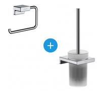AddStoris Set Brosse de toilette murale + Porte-papier toilette mural , Chrome (41771000-Addstoris)