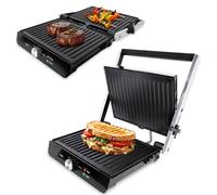 ADE Barbecue életrique pour légumes, viande et grill panini | appareil croque monsieur 3 en 1 | machine a panini | plancha électrique XXL | plaques antiadhésives et température réglable | 2.000 W