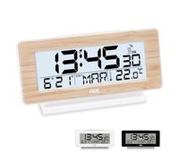 ADE Horloge numérique Digitale de Table | reveil Radio-piloté | avec Affichage de température et Calendrier | éclairage | Design Moderne | thermomètre | LCD | Bois