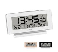 ADE Horloge numérique Digitale de Table | reveil Radio-piloté | avec Affichage de température et Calendrier | éclairage | Design Moderne | thermomètre | LCD | Blanc