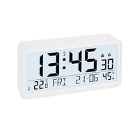 ADE Reveil Matin radiopiloté avec Grand Chiffres | Horloge numerique avec Calendrier | réveil numérique avec temérature et humidité | réveil a Piles | Blanc