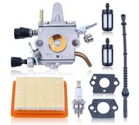 Adefol Kit de Carburateur pour Stihl FS120 FS200 FS250 FS300 FS350 FR380 FR450 FR480 Débroussailleuse,Joint + Filtre à Air et Filtre à Carburant + Tuyau de Carburant + Bougie d'allumage 4134 120 0653