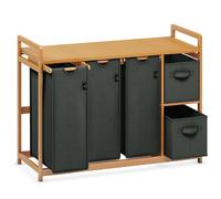 ADEL DREAM Panier à linge 5 compartiments Collecteur de linge 190L Avec corbeille Trieur de linge avec 3 sacs à linge & 2 boîtes en tissu avec étagère Sac à linge