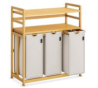 AdelDream Panier à linge 150L 3 compartiments 2 étagères