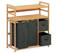 ADEL DREAM Panier à linge 4 compartiments 2 étagères Collecteur de linge 140L Avec corbeille Trieur de linge avec 2 sacs à linge & 2 boîtes en tissu Gris foncé
