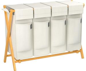 AdelDream Panier à linge 4 compartiments,200 L Bambou | Collecteur de linge sale| Système de tri du linge | Trieur à linge en bois | Boîte à linge | laundry baskets |Collecteur de linge avec couvercle