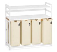 AdelDream Panier à linge 4 compartiments 200 L, Wäschesammler, 2 étagères, Bambou