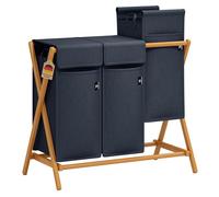Adeldream Panier à Linge Bambou Pliant 3 Compartiments en Forme de X 150 L