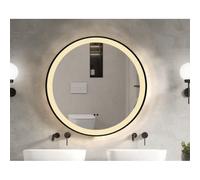 Adema Lonato Miroir de salle de bain - rond - diamètre 120cm - éclairage LED intégré - chauffage du miroir - contrôle infrarouge - noir mat SW1-120MB