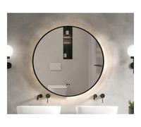 Adema Lonato Miroir de salle de bain - rond - diamètre 80cm - éclairage LED indirect - chauffage miroir - interrupteur infrarouge - noir mat SW2-80MB