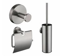 Adema Rise Ensemble WC - porte-rouleau de papier toilette - crochet porte-serviette - ensemble brosse de toilette - assorti à Grohe brushed hard graphite SW1473121