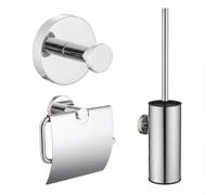 Adema Rise Ensemble WC - porte-rouleau de papier toilette - patère - ensemble balai de WC - assorti à Grohe chromé SW1473118