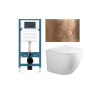 Adema Salina 2.0 Ensemble de toilettes - 48.5x36x32cm - cuvette profonde - sans bride de rinçage - réservoir encastré QeramiQ - softclose - quickrelease - abattant de toilettes - plaque de commande en