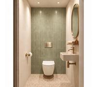 Adema Salina 2.0 Ensemble WC - 48.5x36x32cm - cuvette profonde - sans bride - réservoir encastré QeramiQ - softclose - quickrelease - abattant WC - plaque de commande métallique or brossé - boutons re