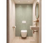 Adema Salina 2.0 Ensemble WC - 48.5x36x32cm - évacuation profonde - sans bride - réservoir encastré QeramiQ - softclose - quickrelease - abattant WC - plaque de commande brillante blanche en plastique