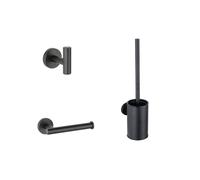 Adema Sparkle 2.0 Ensemble WC - porte-rouleau - crochet à serviette - porte-brosse de toilette - noir mat SW1413910