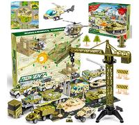 Adeokay Calendrier de L'avent 2026, Calendriers de l'avent Cadeau de Noel Garçon Jouet Enfant 3 4 5 6 7 8 9 10 Ans Garçon Cadeau Anniversaire 2-8 Ans Garcon Militaire Calendrier de l'avent Voiture