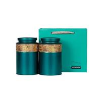 ADERFETBI Bocaux Rangement Cuisine Conteneurs de Stockage thé en Vrac Boîtes Conserve Rondes Grande capacité vides Ensemble rétro Doubles Coffret Cadeau(C)