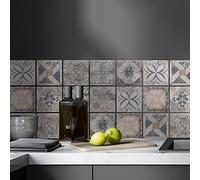 ADesign 32 Feuilles Mural Stickers Carrelage 2D Imperméables Carreau de Ciment Adhesif, Autocollants Carreaux Dosseret pour Cuisine, Salle de Bain la Décoration à la Maison / 15 x 15 cm /T1064
