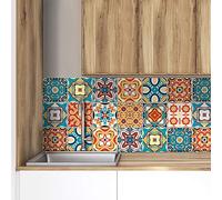 ADesign 32 Feuilles Mural Stickers Carrelage 2D Imperméables Carreau de Ciment Adhesif, Autocollants Carreaux Dosseret pour Cuisine, Salle de Bain la Décoration à la Maison / 15 x 15 cm /T1002
