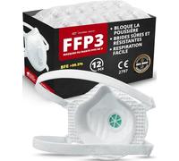 ADESTE 12 Masque FFP3 Adulte | Masque amiante étanche confort Certifiée D | Poussières fines & travaux lourds | Chaîne contrôlée | Hypoallergéniques | Élastiques résistants et réglables | CE