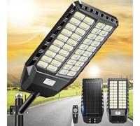Adewalk 2600W lampadaire solaire avec télécommande, Lampe solaire extérieure étanche ip66 avec capteur de mouvement, 6500k lumière solaire super lumineux spot Solaire LED jardin extérieur garage rue