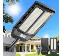 Adewalk 4000W Farola solar LED exterior con mando a distancia, IP66 impermeable, lámpara de calle solar con sensor de movimiento, 6500 K Super Bright Farolas de jardín exterior solares para garaje