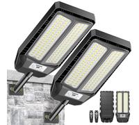 Adewalk 700W*2 lampadaire solaire avec télécommande, Lampe solaire extérieure étanche ip66 avec capteur de mouvement, 6500k lumière solaire super lumineux spot Solaire LED jardin extérieur garage rue
