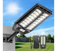 Adewalk 800W lampadaire solaire avec télécommande, Lampe solaire extérieure étanche ip66 avec capteur de mouvement, 6500k lumière solaire super lumineux spot Solaire LED jardin extérieur garage rue