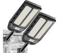 Adewalk 900W*2 lampadaire solaire avec télécommande, Lampe solaire extérieure étanche ip66 avec capteur de mouvement, 6500k lumière solaire super lumineux spot Solaire LED jardin extérieur garage rue