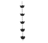 Adfaga Chaîne de Pluie en Aluminium Grand Attrape-Pluie Décoratif en Forme de Fleur pour Gouttières Extérieures Remplacement du Tuyau de Descente Noir Inverseur d'eau Élégant pour