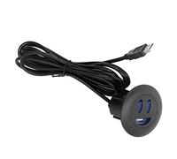Adfaga Prise de charge USB double port 5 V Charge rapide avec cordon d'alimentation de 2,5 m Rétroéclairage LED pour meubles Installation intégrée dans un canapé inclinable Table d