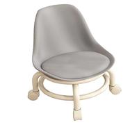 Adfaga Tabouret Roulant Bas avec Dossier, roulettes universelles, escabeau pour Meubles multifonctionnels pour Salon, Salle de Bain, Plastique éponge métal, Hauteur 37 cm (Grise)