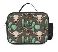 ADFGYERH Sac à déjeuner isotherme réutilisable avec motif tête de mort de taureau et cactus mignon pour le travail, le pique-nique, les voyages, la préparation des repas.