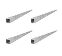 ADGO Douille à enfoncer dans le sol - Set de 4 supports de poteau 50x50 Longueur 600 mm - Ancrage de sol pour poteau en bois - Galvanisé à chaud - Douille à enfoncer dans le - Ancre