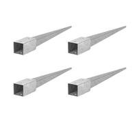 ADGO Douille à enfoncer dans le sol - Set de 4 supports de poteau 70x70 Longueur 750 mm - Ancrage de sol pour poteau en bois - Galvanisé à chaud - Douille à enfoncer dans le - Ancre