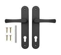 ADGO Ensemble de Poignées de Poignée de Porte pour Une Incrustation de Gâteau éponge de 60 mm, Poignée en Aluminium, Rosace en Acier Enduit de Poudre Galvanisé, Gauche et Droite, Noir