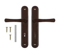 ADGO Poignée de porte pour 72 portes de WC - En biscuit - Gauche et droite - Plaque longue en aluminium - Poignée de porte (marron)