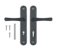 ADGO Poignée Jeu de Poignées pour la Porte du WC pour la Salle de Bain WC 72 mm Gâteau éponge, Poignée en Aluminium, Plaque en Acier Revêtement en Poudre Galvanisé, Jeu de Vis de Montage, Graphite