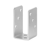 ADGO Socle de la barre, pied de mât 60 mm, à visser, en forme de U, support de poteau, ancrage vissé, vis, ancrage de fixation au sol, ancrage de fixation de mât, acier galvanisé, argenté