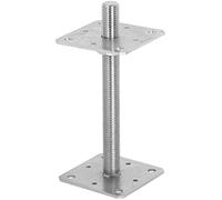 ADGO Support de poteau réglable en hauteur - 80 mm x 80 mm x 250 mm - Filetage M24 mm - Douille à planter galvanisée - Support de poteau à visser - Pied en béton - Poteau de support réglable en acier