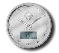Adhan-Uhr, appel à la prière automatique, argentée, 33 cm