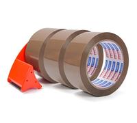 ADHES 3 Rouleaux Ruban D'Emballage Avec Dévidoir, Marron Ruban Adhésif