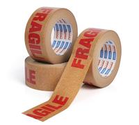 ADHES 3rolls Ruban Adhésif Fragile pour boîtes ruban Kraft brun entièrement recyclable pour un emballage en papier écologique robuste pour les déménagements et les objets fragiles