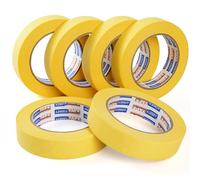 ADHES Ruban De Masquage, Ruban Adhésif de Peintres Jaune pour Décoration, Bande de Masquage pour étiquetage, Artisanat, 25mm x 50m,Lot de 6 Rouleaux