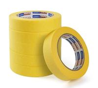 ADHES Ruban De Masquage, Ruban Adhésif de Peintres Jaune pour Décoration, Bande de Masquage pour étiquetage, Artisanat,18mm x 50m,Lot de 6 rouleaux