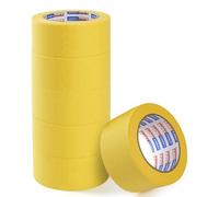 ADHES Ruban De Masquage, Ruban Adhésif De Peintres Jaune Pour Décoration, | Bande de Masquage pour étiquetage, Artisanat, 50MM x 50m, Lot de 6 Rouleaux